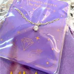 Melinda Maria perfect set Gold Diamond necklace only CZ- new never worn.